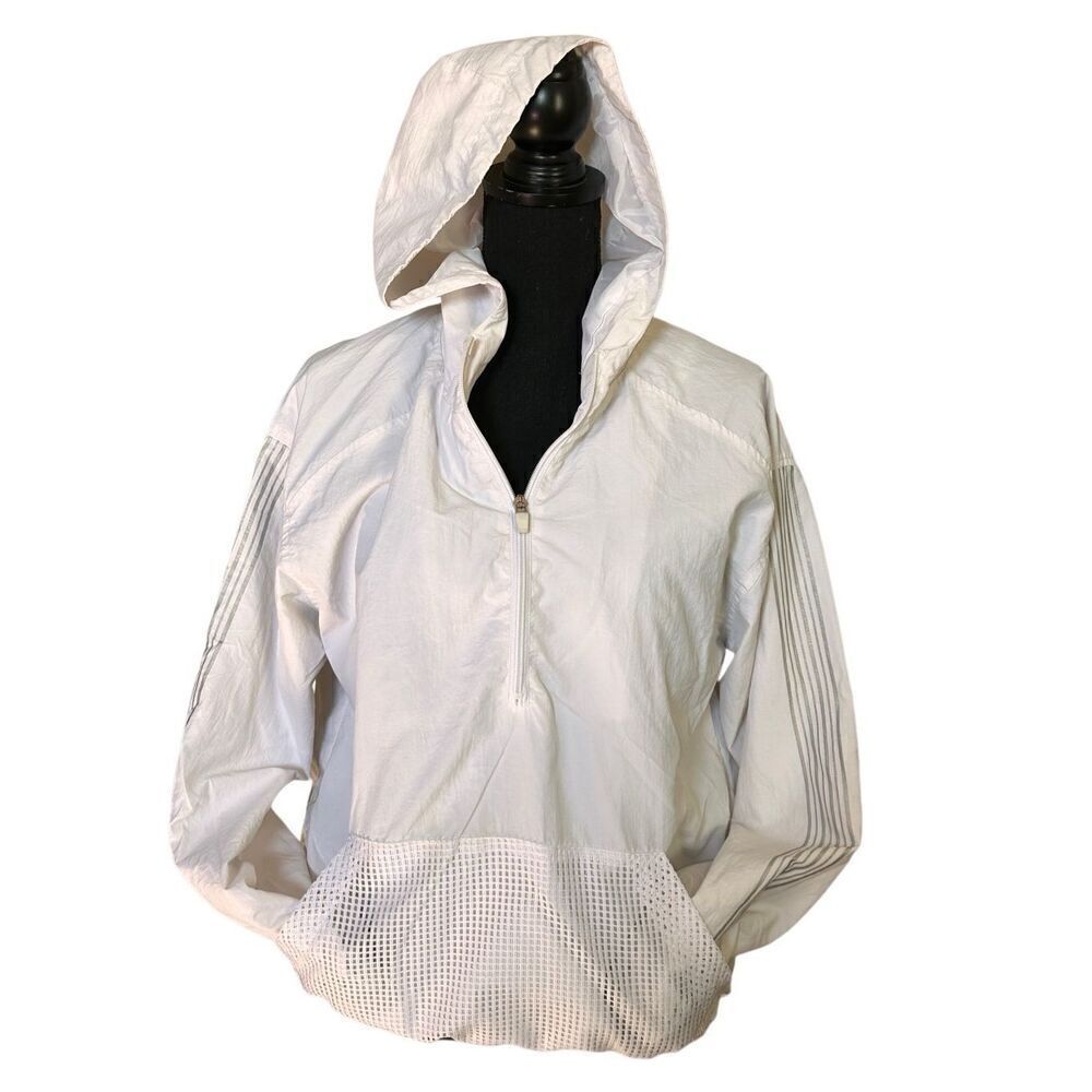 Athletic Collection by 26 International White Hooded 1/4 Zip Front Pocketed Wind